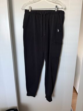 U.S. Polo Assn. Black Men's Cargo Joggers with Embroidered Logo